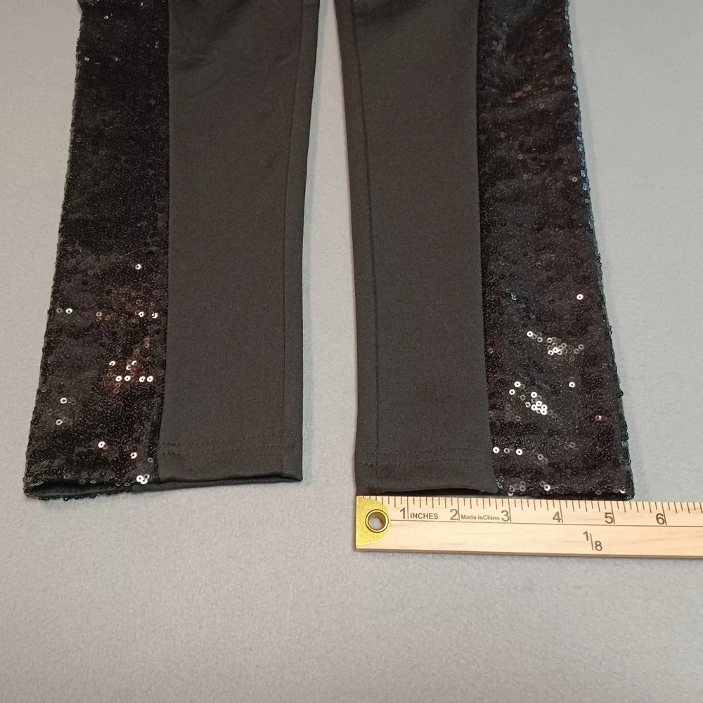 Venus Black Sequin Side Panel Leggings Womens Large Elastic Waist J81528 FA18
